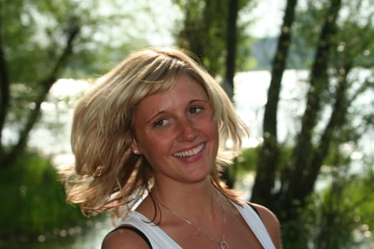 pretty young blonde with flowing hair