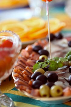 Salad plate with olives