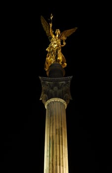 ... this photo is composed of two differently exposed shots: the angel with pedestal and the column with the entire sky... otherwise,overexposure of the brightly illuminated column would have been unavoidable...
