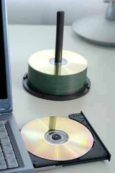 Open CD drive and CDs