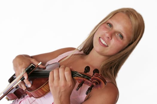 young blonde with violin