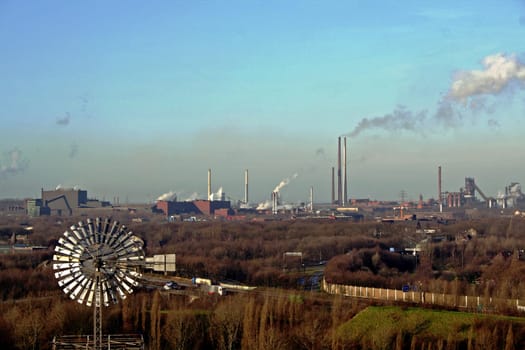 The chimney smokes