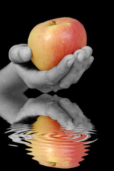 Found with apple over water