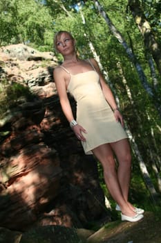 Pretty blonde in yellow strappy dress