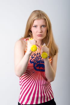 Franziska with dumbbells frontal