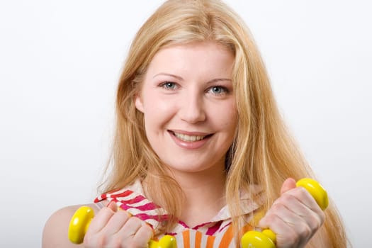 Franziska with dumbbells close