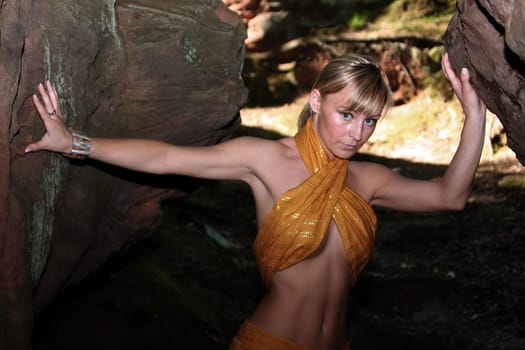 Pretty blonde in sexy outfit