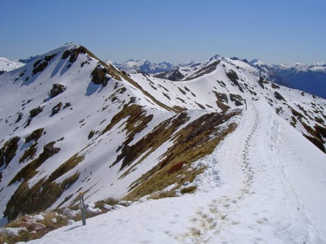 Mountain ridge in Fiordland