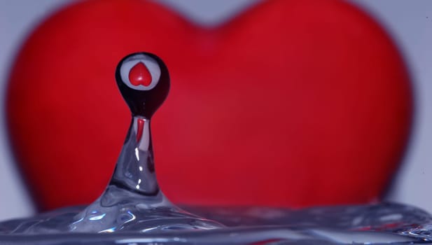 Drops of water with a heart