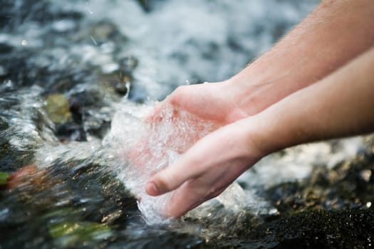 Hands in the water