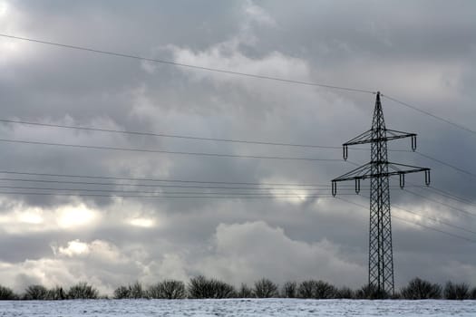 Winter mood at the power line