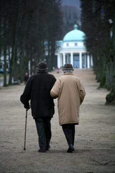 Senior couple on a walk