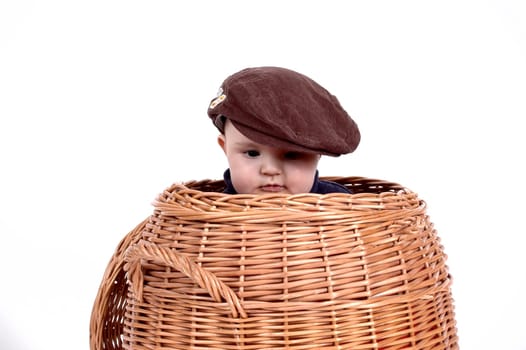 Baby in the laundry basket