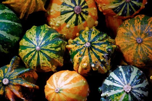 Ornamental pumpkins stacked
