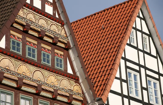 Houses on the market square in Rinteln an der Weser (Lower Saxony)
