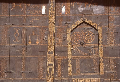 Gate of the old clay fort in Najran in southern Saudi Arabia,near the Yemeni border.