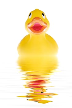 Yellow plastic duck in the water