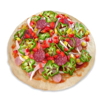 Freshly topped unbaked pizza