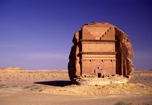 Burial chamber of the Nabataeans in Medain Saleh,Saudi Arabia. As impressive as the Nabataean site of Petra in Jordan,only without tourists...