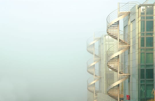 Façade with spiral staircases