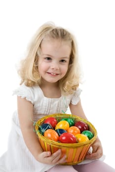 Girl with Easter eggs