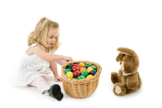 Girl with Easter eggs