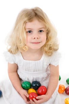 Girl with Easter eggs