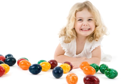 Girl with Easter eggs