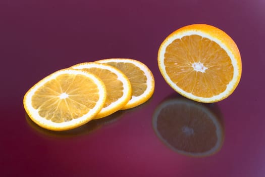Half fruit and slices