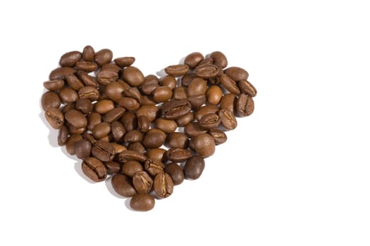 Heart of coffee beans