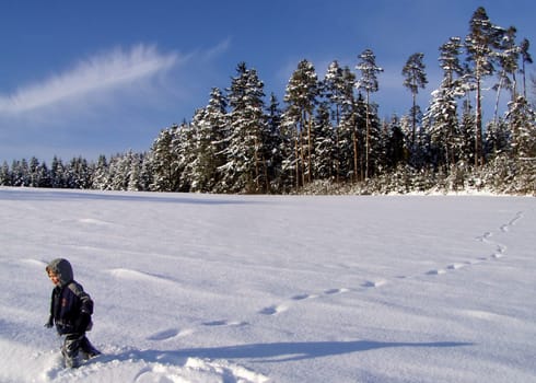 Child in winter landscape