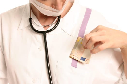 Nurse with banknotes