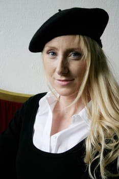 Blonde woman with beret