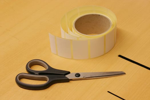 Table,scissors,stickers