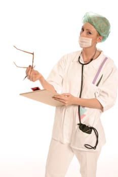 Nurse with documents