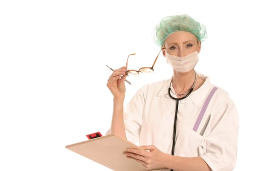 Nurse with documents
