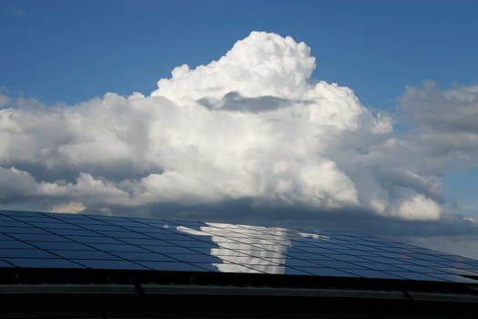 Solar cells,cloudy sky