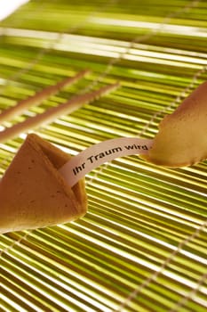 Fortune cookie,bamboo mat,wooden sticks