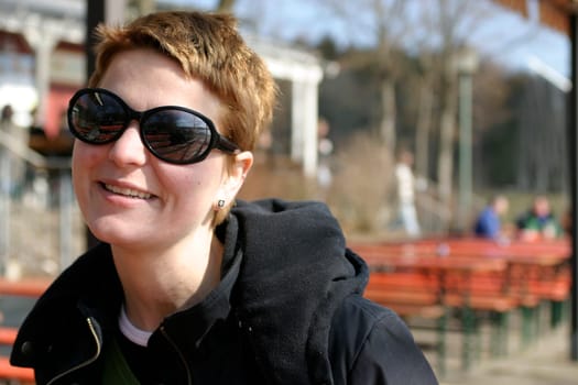 Woman wearing sunglasses