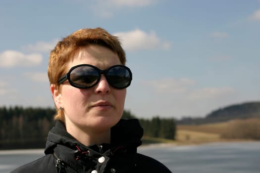 Woman wearing sunglasses