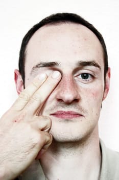 Man,eye obscured