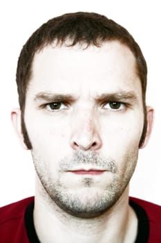 Man,unshaven,serious