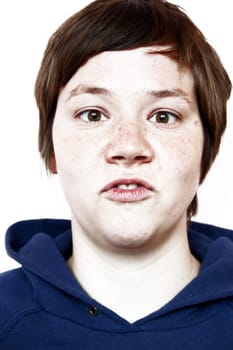 Woman,looking straight ahead
