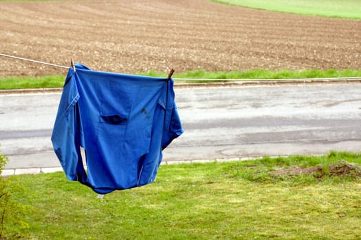 Shirt on clothesline,street