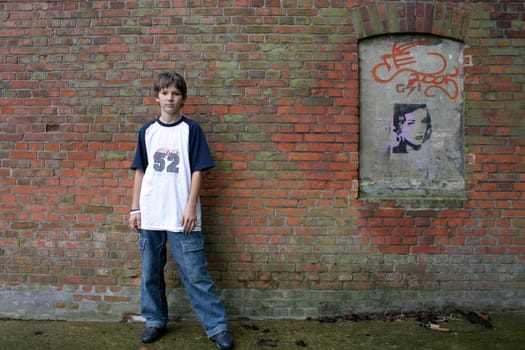 Teen,Brick Wall,Graffiti