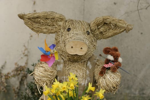 Pig made of straw