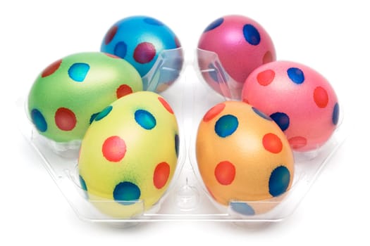 Six polka dot Easter eggs