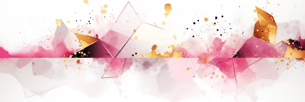 Abstract watercolor artwork mixed with buzzy geometric shapes for background of social media banner generative AI image