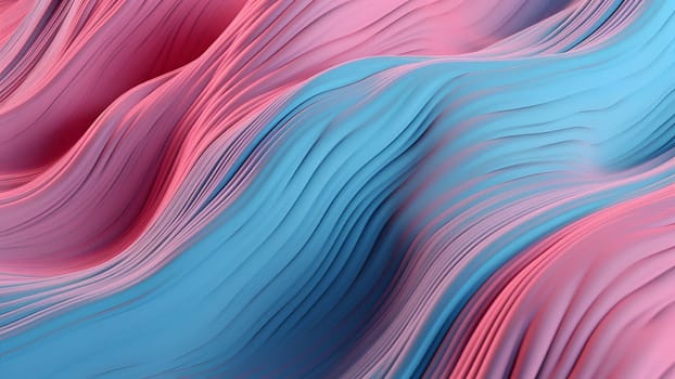 closeup abstract pink and blue volumetric wavy background. Neural network generated in May 2023. Not based on any actual person, scene or pattern.