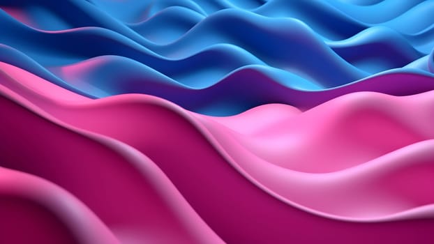 closeup abstract pink and blue volumetric wavy background. Neural network generated in May 2023. Not based on any actual person, scene or pattern.